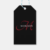 Elegant modern zwart-zwart-witmonogram cadeaulabel (Achterkant)