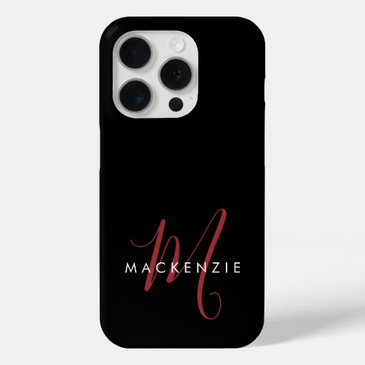Elegant modern zwart-zwart-witmonogram Case-Mate iPhone case (Achterkant)