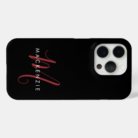 Elegant modern zwart-zwart-witmonogram Case-Mate iPhone case (Achterkant (horizontaal))