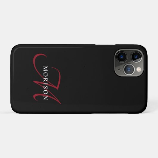 Elegant modern zwart-zwart-witmonogram Case-Mate iPhone case (Achterkant (horizontaal))
