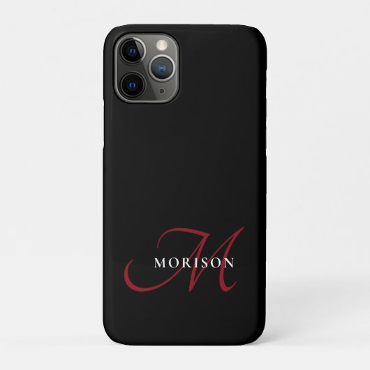 Elegant modern zwart-zwart-witmonogram Case-Mate iPhone case (Achterkant)