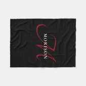Elegant modern zwart-zwart-witmonogram fleece deken (Voorkant (Horizontaal))