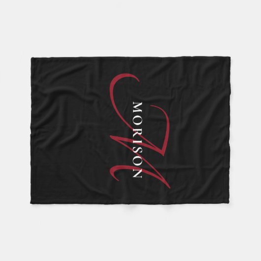 Elegant modern zwart-zwart-witmonogram fleece deken (Voorkant (Horizontaal))