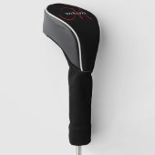 Elegant modern zwart-zwart-witmonogram golfheadcover (Schuin)