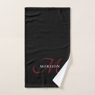 Elegant modern zwart-zwart-witmonogram handdoek