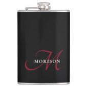 Elegant modern zwart-zwart-witmonogram heupfles (Voorkant)