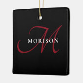 Elegant modern zwart-zwart-witmonogram keramisch ornament (Links)