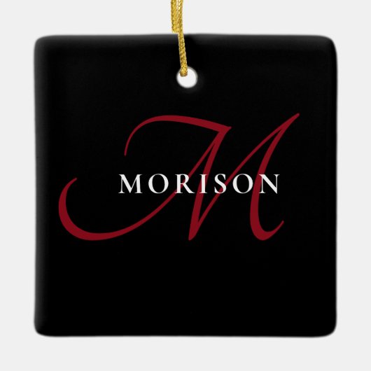 Elegant modern zwart-zwart-witmonogram keramisch ornament (Voorkant)