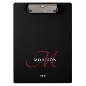 Elegant modern zwart-zwart-witmonogram klembord (Voorkant)