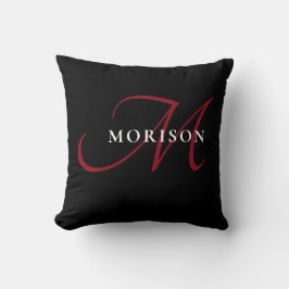 Elegant modern zwart-zwart-witmonogram kussen