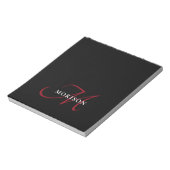 Elegant modern zwart-zwart-witmonogram notitieblok (Linkerzijde)