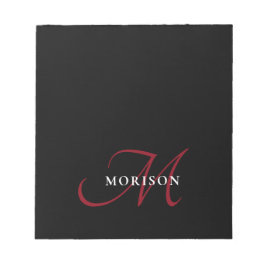 Elegant modern zwart-zwart-witmonogram notitieblok