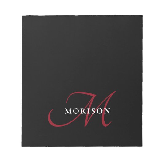 Elegant modern zwart-zwart-witmonogram notitieblok (Voorkant)