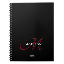 Elegant modern zwart-zwart-witmonogram notitieboek