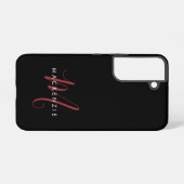 Elegant modern zwart-zwart-witmonogram samsung galaxy hoesje (Achterkant horizontaal)