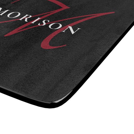 Elegant modern zwart-zwart-witmonogram snijplank (Hoek)