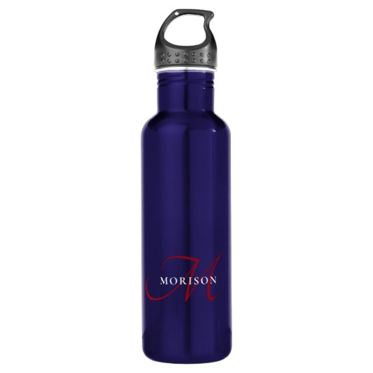 Elegant modern zwart-zwart-witmonogram waterfles (Voorkant)