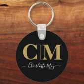 Elegant modern - zwart zwart zwart Gold Business - Sleutelhanger (Voorkant)