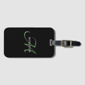 Elegant modern zwart-zwart zwart-witmonogram bagagelabel (Voorkant (horizontaal))