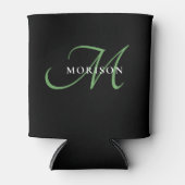 Elegant modern zwart-zwart zwart-witmonogram blikjeskoeler (Voorkant)