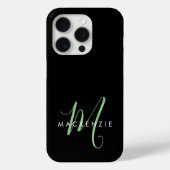 Elegant modern zwart-zwart zwart-witmonogram Case-Mate iPhone case (Achterkant)