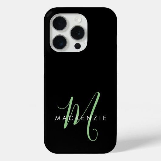 Elegant modern zwart-zwart zwart-witmonogram Case-Mate iPhone case (Achterkant)
