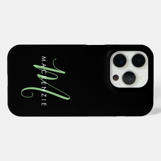 Elegant modern zwart-zwart zwart-witmonogram Case-Mate iPhone case (Achterkant (horizontaal))