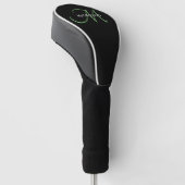 Elegant modern zwart-zwart zwart-witmonogram golfheadcover (Schuin)
