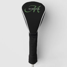 Elegant modern zwart-zwart zwart-witmonogram golfheadcover