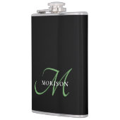 Elegant modern zwart-zwart zwart-witmonogram heupfles (Links)