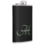 Elegant modern zwart-zwart zwart-witmonogram heupfles (Rechts)