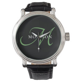 Elegant modern zwart-zwart zwart-witmonogram horloge