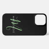 Elegant modern zwart-zwart zwart-witmonogram iPhone hoesje (Achterkant horizontaal)
