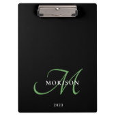 Elegant modern zwart-zwart zwart-witmonogram klembord (Voorkant)