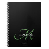 Elegant modern zwart-zwart zwart-witmonogram notitieboek (Voorkant)