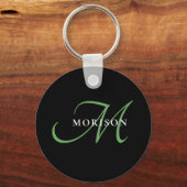 Elegant modern zwart-zwart zwart-witmonogram sleutelhanger (Voorkant)