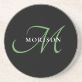 Elegant modern zwart-zwart zwart-witmonogram zandsteen onderzetter (Voorkant)