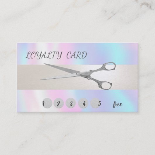 Elegant Modernb Scissors Holographic Loyalty Card