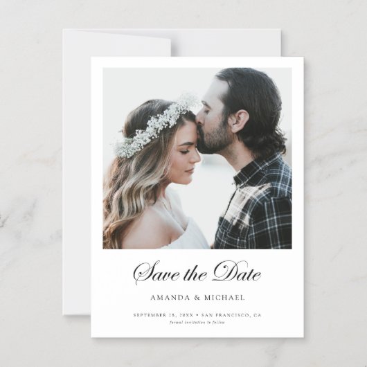 Elegant Moderne Aangepaste Foto slaat de datum op Magnetische Uitnodiging (Voorkant)