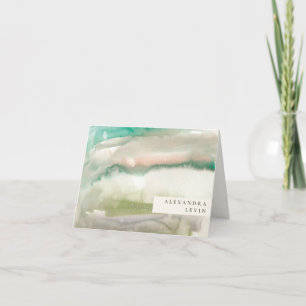 Elegant Moderne Abstracte Art Emerald Green Name Notitiekaartje