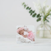 Elegant moderne Baby fotograaf voor lichte Sjabloo Vierkante Visitekaartje (Staand voorkant)