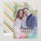 Elegant Moderne Be Merry Kerstfotokaart Feestdagenkaart (Voorkant / Achterkant)
