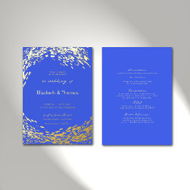 Elegant moderne blauwe golf in één strand bruiloft folie uitnodiging