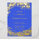 Elegant moderne blauwe golf in één strand bruiloft folie uitnodiging (Voorkant)