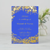 Elegant moderne blauwe golf in één strand bruiloft folie uitnodiging (Staand Voorkant)