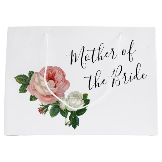 Elegant moderne bloemen rozen moeder van de bruid groot cadeauzakje (Voorkant)