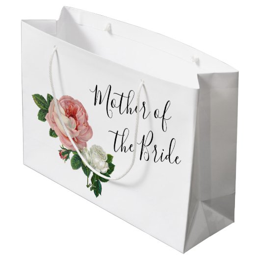 Elegant moderne bloemen rozen moeder van de bruid groot cadeauzakje (Achterkant Gekanteld)