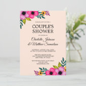 Elegant Moderne Blush Pink Floral Minimal Party  Kaart (Staand voorkant)