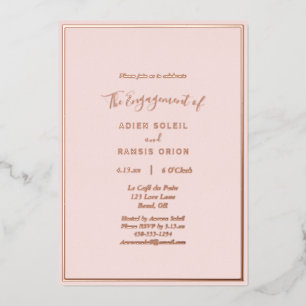 Elegant Moderne Blush Roos Gold Engagement Party Folie Uitnodiging