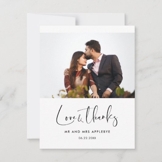 Elegant & moderne bruiloft Foto Bedankkaart (Voorkant)